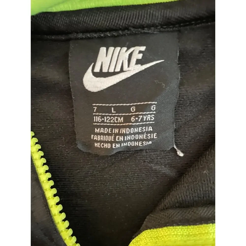 Nike Kids Track Jacket - Size L (6-7 Years) - Black Neon Green And White